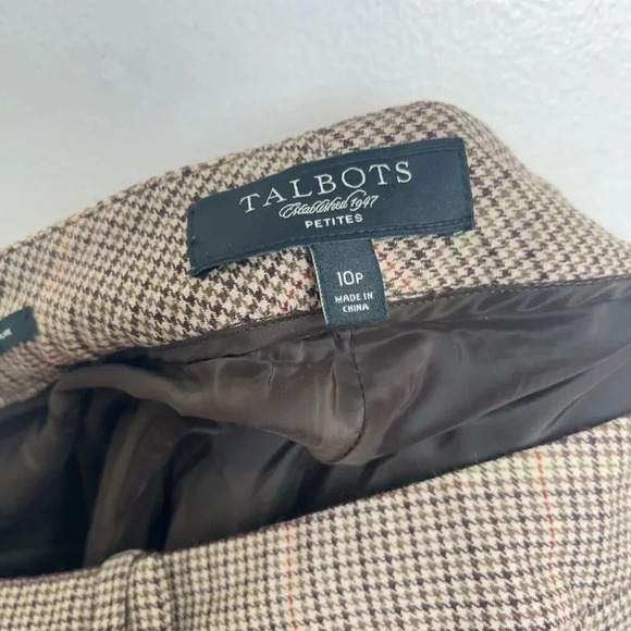 TABOTS Womens 10P Houndstooth Wide  Leg Brown Career Wool Trouser - Picture 8 of 14